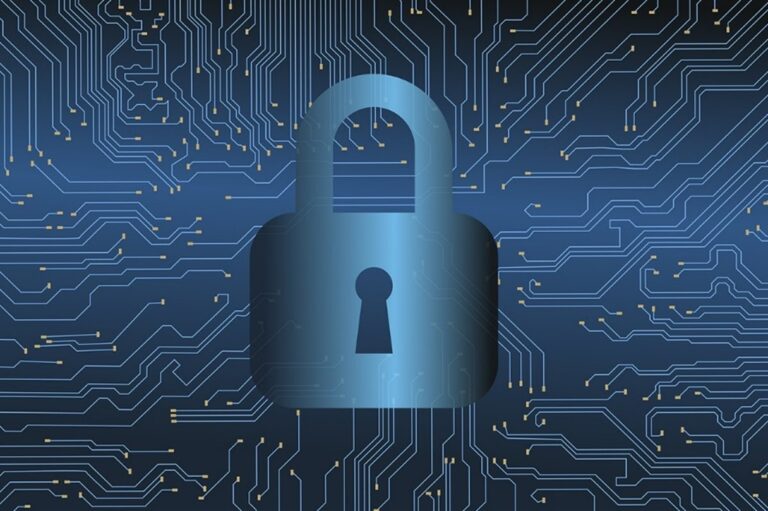 Illustration of a padlock on a circuit board representing a cybersecurity audit