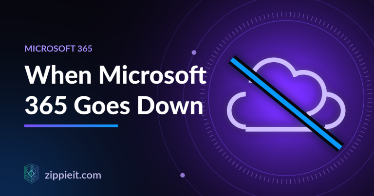 Microsoft 365 goes down: Illustration of a cloud with a download arrow for cloud service outages