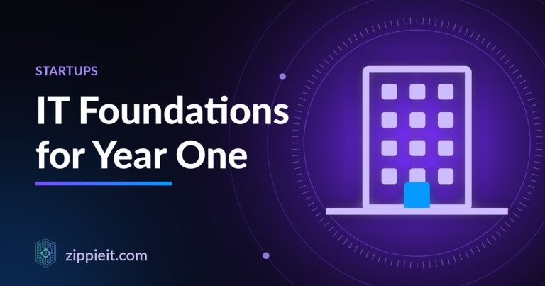 Illustration of an office building: IT Foundations for Year One
