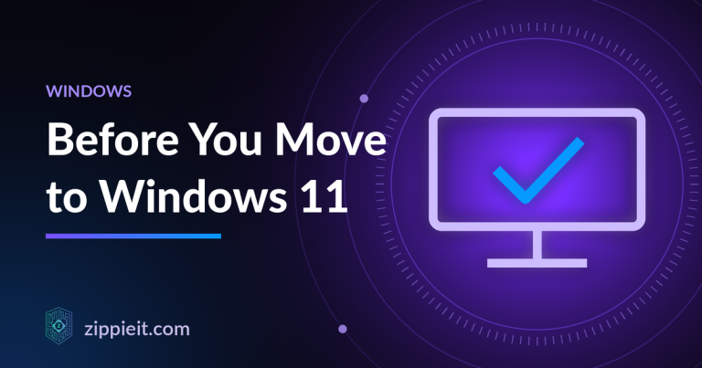 Illustration of a computer monitor with a check mark for a Windows 11 upgrade