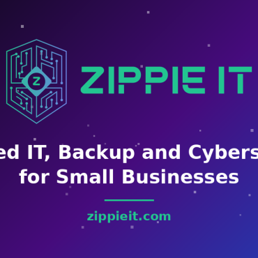 Zippie IT logo with the text: Managed IT, Backup and Cybersecurity for Small Businesses